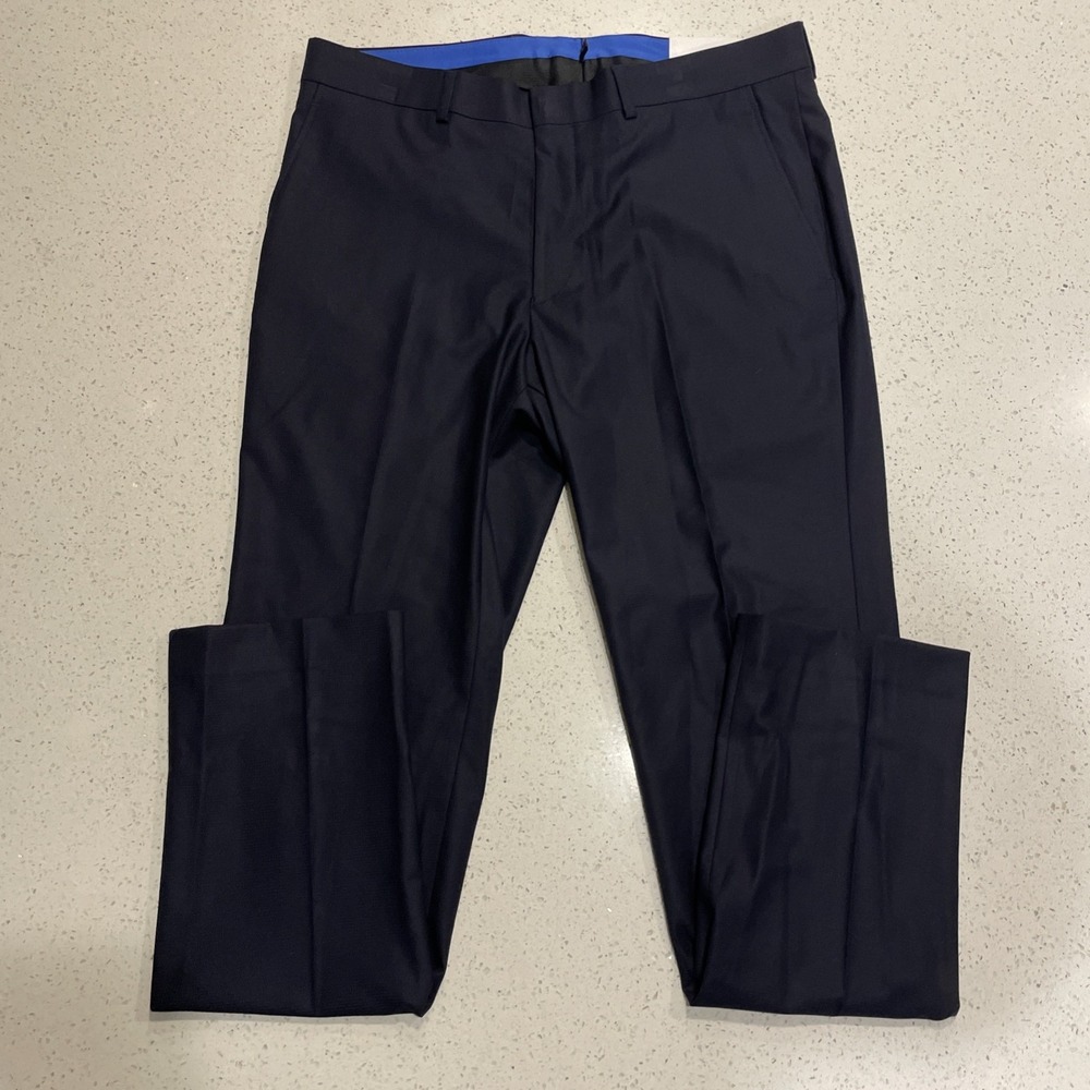 NWT Kenneth Cole Reaction Men's Blue Stretch Slim-Fit Dress Pants Size 34W 32L
